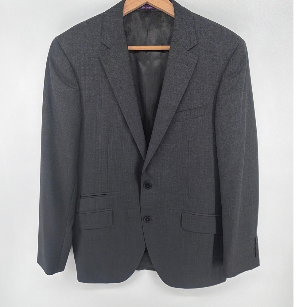 Bartorelli Napoli Gray Blue Windowpane‎ Wool Blazer Super 150s Wool 38S 0802